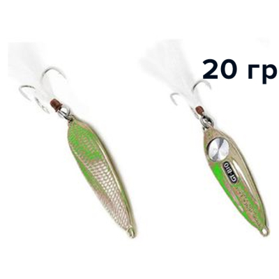 Блесна GT-BIO Racing Boat Evolutional Version 20g, белый+люминисцентный-зеленый