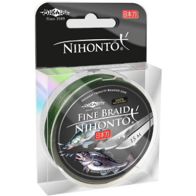 Плетеный шнур Mikado Nihonto Fine Braid Green 15м 0,12мм - 8,80кг