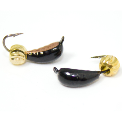 Мормышка Уралка рифлёная №2 (чм)+ зефир золото(0,65)