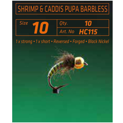 Крючок Hemingway's HC 115 Shrimp & Caddis Pupa Fly Barbless #16, 10 шт.