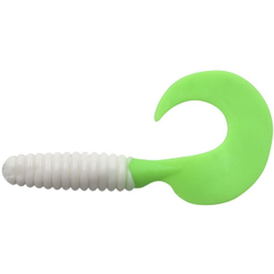 Силиконовая приманка Yaman Spiral 5" цвет #22 - White lime tail (уп. 5 шт.)