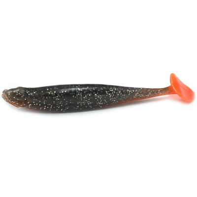 Силиконовая приманка Boroda Baits Anchous 110мм цвет ЧЕРНЫЙ/ЯРКО-ОРАНЖЕВЫЙ (Black/Fire Orange)