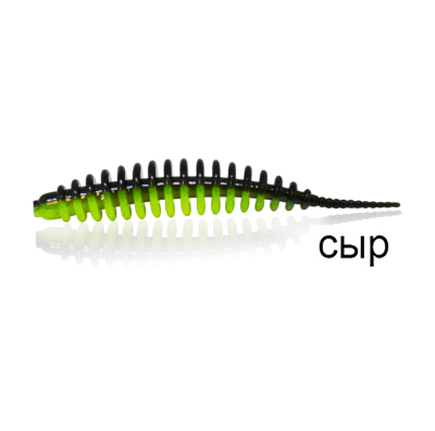Силиконовая приманка MF_pro Ribs swim 2" - 4,5см. Black/Chartreuse Сыр