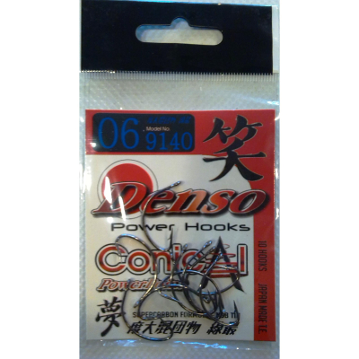 Крючок DENSO CONICAL HOOKS MADE IN JAPAN BLACK NICKEL F01 515/003 CARBON20 SIZE  1/0 /