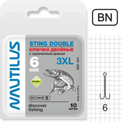 Крючок двойной Nautilus Sting 3XL SSD 1201 № 6