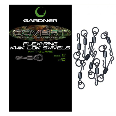 Вертлюг Gardner № 8 с застежкой и кольцом COVERT FLEXI-RING KWIK LOK SWIVELS (10шт) FRQLS8