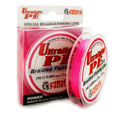 Шнур Fanatik Ultralight PE X4 Pink 100m. (#0,1) 0.068 mm