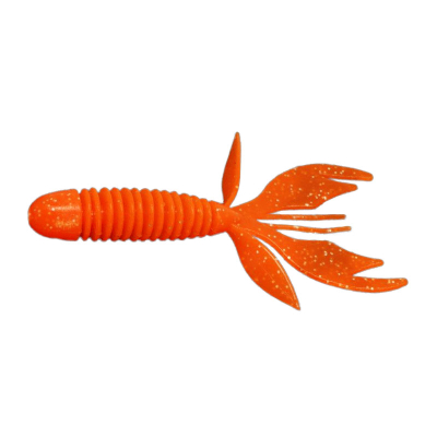 Силиконовая приманка Garry Angler Wooly Hawgtail 2,75" (Ослиные уши) 6 шт/Чеснок цвет #Оранжевый с блестками