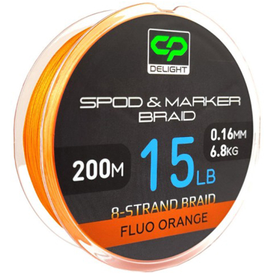 Шнур плетеный под спод-маркер Carp Pro Deligth Spod and Marker Braid PE X8 Fluoro Orange 200mo 0,16мм 15lb