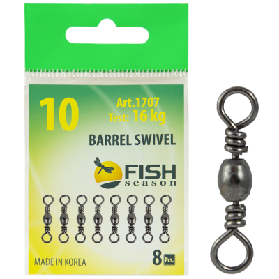 Вертлюг бочонок Fish Season Barrel Swivel №10 (16 кг), (упак. 8 шт)