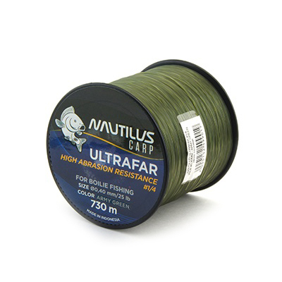 Леска Nautilus UltraFar Army Green d-0.40мм 25lb 730м