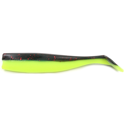 Силиконовая приманка Yaman Spry Minnow 5,5" цвет #32 - Black Red Flake/Chartreuse (уп. 4 шт.)