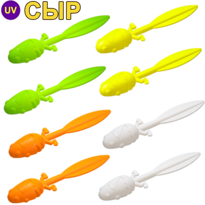 Силиконовая приманка Zombie Tadpole (Головастик) цвет mix4x2 (white#G01, lemon#G03, orange#G04, chartreuse#G13), glow, slow sinking