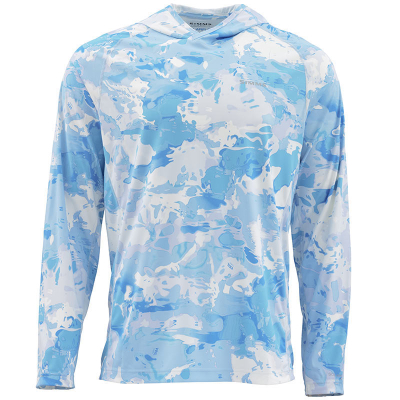 Термофутболка Simms Solarflex Hoody - Print, S, Cloud Camo Blue