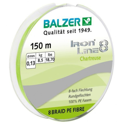 Шнур Balzer Iron Line 8x Chartreuse 150м 0,27 мм 27,5 кг (12658 027)