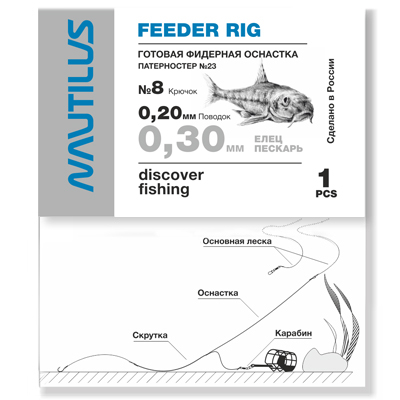 Фидерная оснастка Nautilus Патерностер №23 d-0.30мм кр.№8