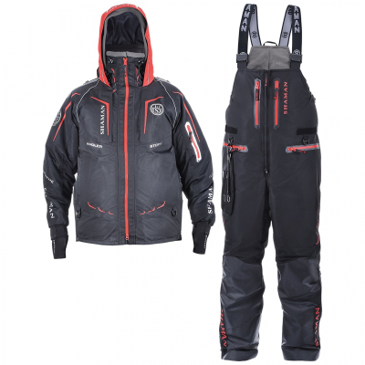 Костюм-поплавок мужской зимний Shaman "Angler" (S-312) -40, hardguard, черный (красные молнии) 50-52/182