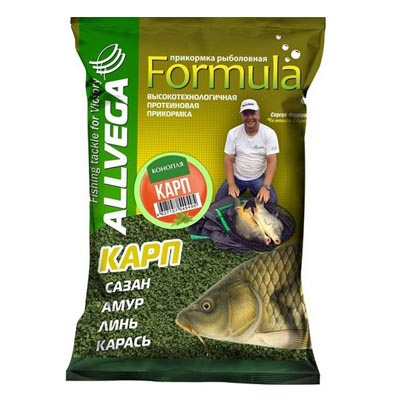 Прикормка Allvega "Formula Carp Hemp" 0,9кг (КАРП КОНОПЛЯ)