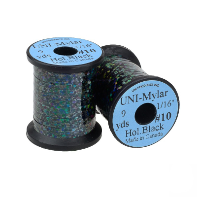 Нить UNI Mylar #10 Holographic Black1/16``