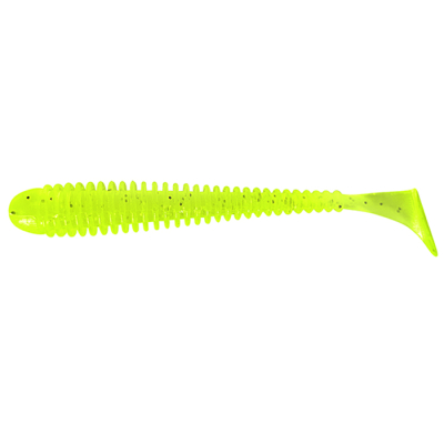 Силиконовая приманка Pike Hunter Ribbed Worm 4.0 /10см #010 Charteuse  (UV) 6шт