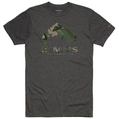 Футболка Simms Trout Hex Flo Camo T-Shirt, Charcoal Heather, XL