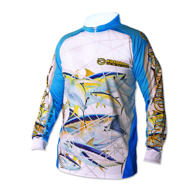 Футболка Kosadaka Sunblock Бело-голубая с длинным рукавом TSSB-006-S