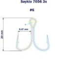 Крючки тройные Saikyo 7056 TN 3X № 6 (25шт)