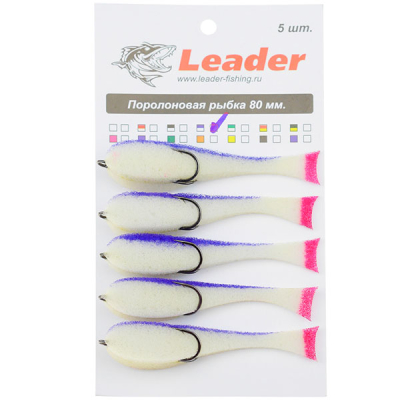 Поролоновая рыбка Leader 80 мм. кр. 1 бело-синяя
