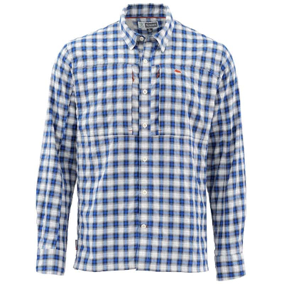 Рубашка Simms Bugstopper LS Shirt, XL, Plaid Admiral Blue