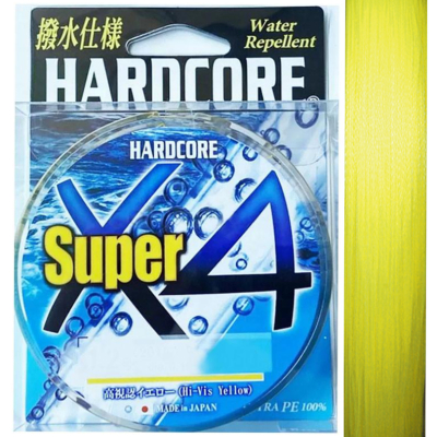Шнур плетеный Duel Hardcore Super X4 #2,0 0,24мм 150м (hi-vis yellow)