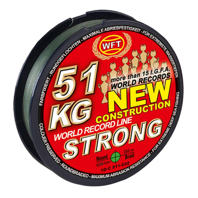 Плетеный шнур WFT Strong Green 150m 22KG (1D-C 810-018)