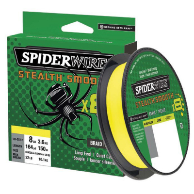 Леска плетеная Spiderwire Stealth Smooth 8 Braid Hi-Vis Yellow 150м 0.19мм 18.0кг (1515620)