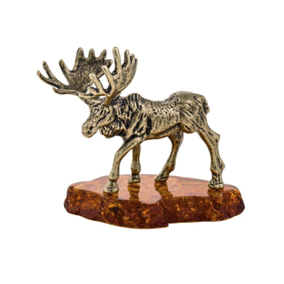 Фигурка "Лось"  (латунь/коньячный янтарь)