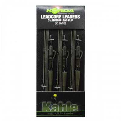 Готовый монтаж Korda Leadcore Leaders Hybrid Lead Clip QC Swivel Weed 1м