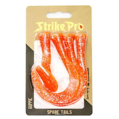 Хвост силиконовый для Strike Pro Guppie Downsize цвет: Orange Glitter Оранжевый 3 твистера (9927907)