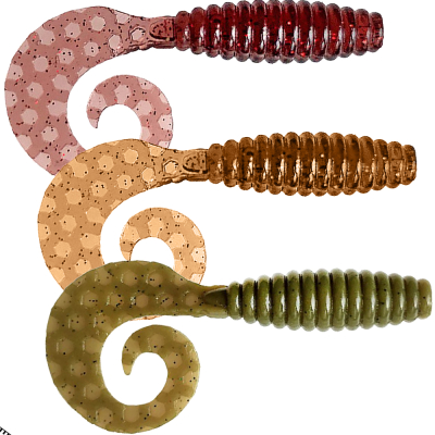 Силиконовая приманка МикроDжиг Curly Grab 2.0" 50мм цвет Кола+Коричневый Прозрачный+Грин Пампкин