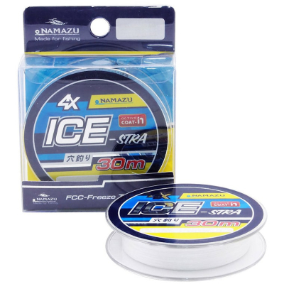 Шнур плетеный Namazu "Ice-Stra" 4Х, L-30 м, d-0,14 мм, test-9,1 кг, белый