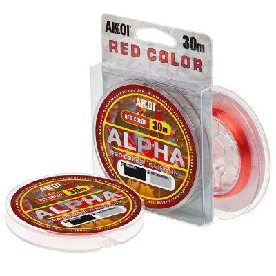 Леска монофильная Akkoi Alpha 30m красная ф-0,18mm, (3,65 кг)