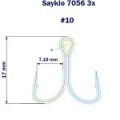 Крючки тройные Saikyo 7056 TN 3X № 10 (25шт)