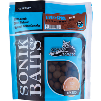 Бойлы тонущие Sonik Baits Boilies 20мм 0,75кг LIVER-SPICES