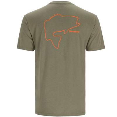 Футболка Simms Bass Outline T-Shirt, Military Heather, M