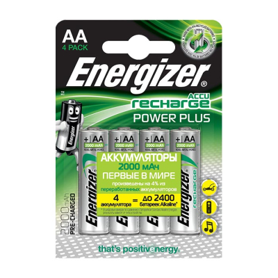 Аккумуляторные батарейки Energizer Power Plus NH15/AA 2000 BP4 Pre-Ch (4шт) 1.2V