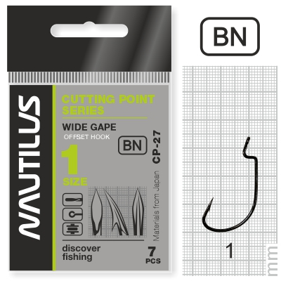 Крючок офсетный Nautilus Offset Cutting Point series Wide Gape CP-27 BC № 1