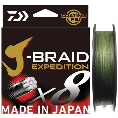 Леска плетёная Daiwa J-Braid Expedition × 8E 150m Dark Green 0.18mm