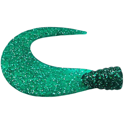 Хвост твистерный Strike Pro Big Sickle Tail Большой серп 12см (развернутый 16см) 20гр. цвет изумруд зеленый с блестками