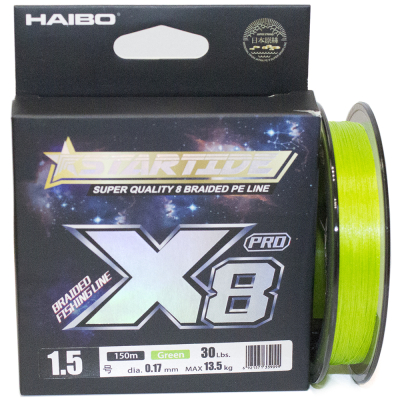 Леска плетёная Haibo Startide PE PROx8 150m green # 1.0 0.15mm 8.6kg