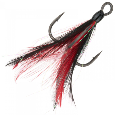 Крючок тройной BKK с опушкой Feathered Spear 21-SS (A-ET-6167) #1 (3шт) Red-Black
