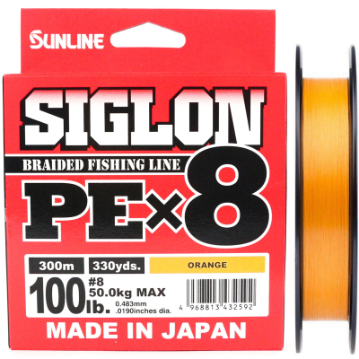 Плетёный шнур Sunline Siglon PEx8 Orange 300m #8/100LB