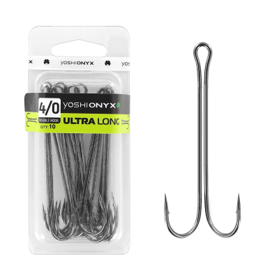 Крючки двойные Yoshi Onyx Double Hook Ultra Long №1 ( в упак. 10шт.) (BN)