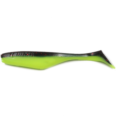 Силиконовая приманка Yaman Greedy Shad 4" цвет #32 - Black Red Flake/Chartreuse (уп. 4 шт.)